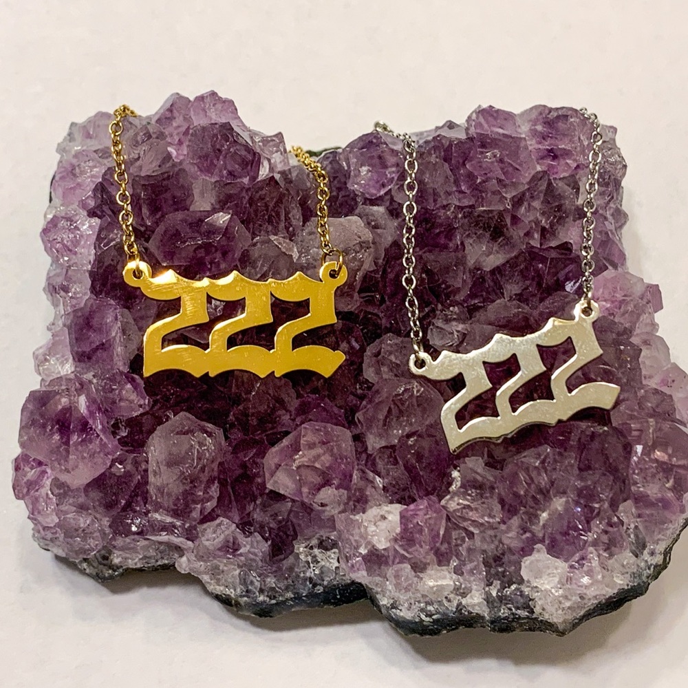 222 Gold Stainless Steel Angel Number Necklace